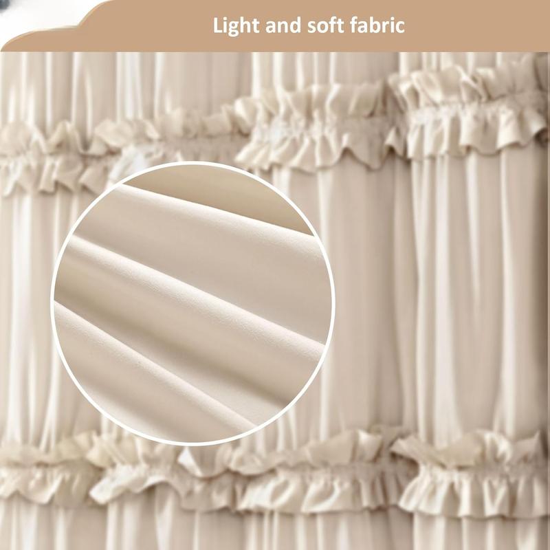 Ruffle Shower Curtain Boho Farmhouse Shower Curtain for Bathroom (Beige, 72