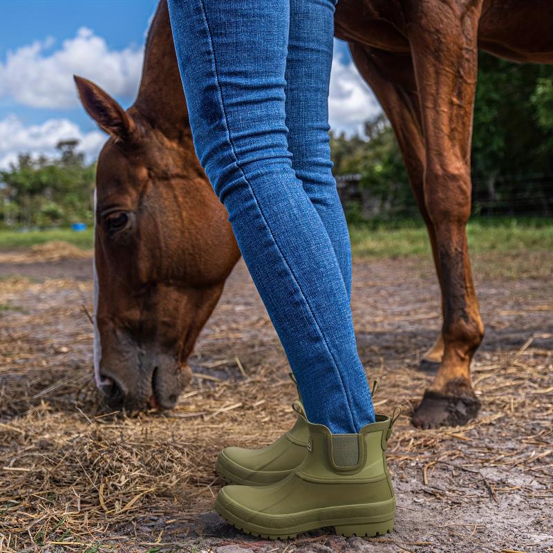 Waterproof Women's Short HISEA Duck Chelsea Rain Boots Outdoor Mud Garden Boot