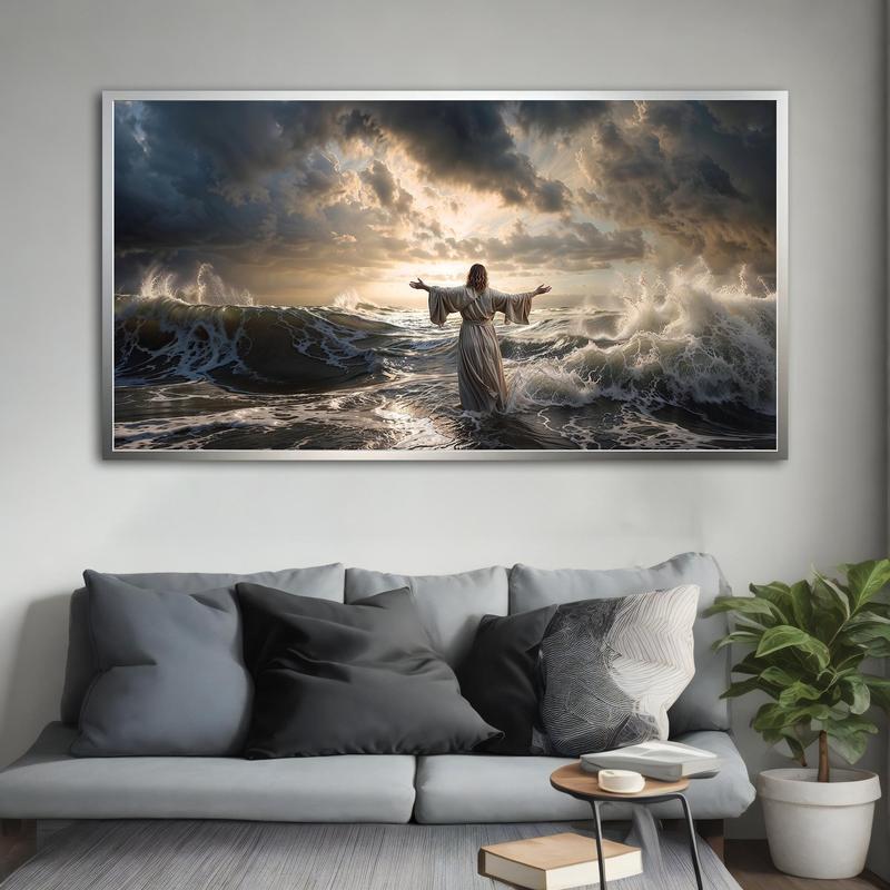 MOLDOVAPROJECT Jesus Walking On Water Poster No Frame, Home Decor, Ideal Religious Gift.