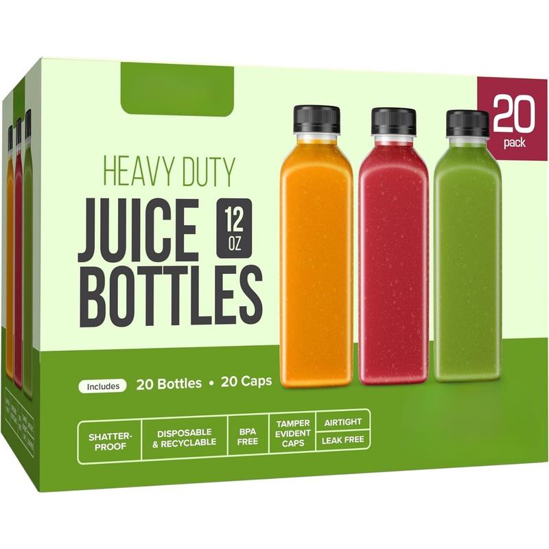 8oz Plastic Bottles With Caps - 12 Pack Plastic Juice Bottles For Juicing - Empty Juice Containers With Lids For Fridge -  Clear Mini Reusable Bottles With Lids - drink container