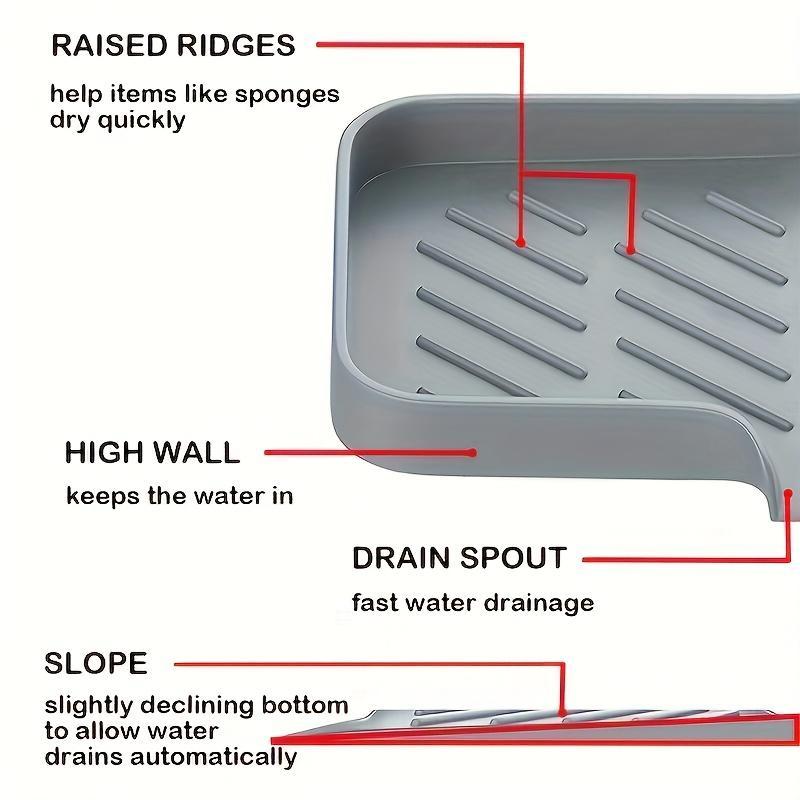 Silicone Sink Drain Mat, 1 Count Multifunctional Sink Sponge Soap Drain Storage Rack, Sink Organization & Accessories for Home Kitchen Bathroom