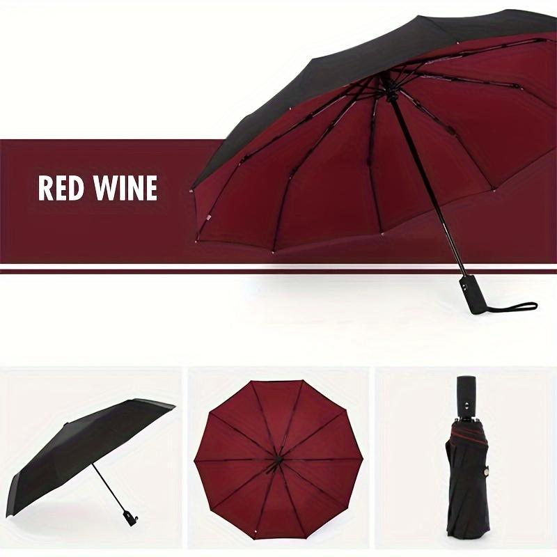 Double Layer Large Folding Umbrella, 1 Count 10-rib Automatic Open Umbrella, Waterproof & Windproof Durable Compact Umbrella for Outdoor Travel