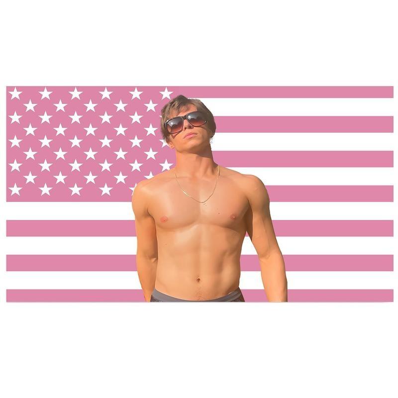 Funny Nicholas Chavez Pink USA Flag for Wall Hanging poster flag, 3x5 Ft Funny Flag Decorations for Fans Girl Wall Decor Room Banners Ornaments