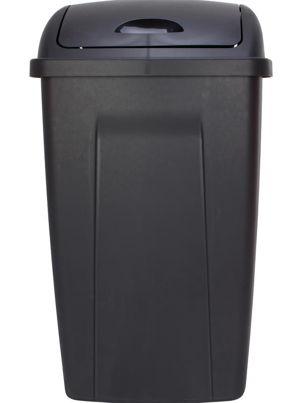 Large 13-Gallon Kitchen Trash Can – Black Plastic Design