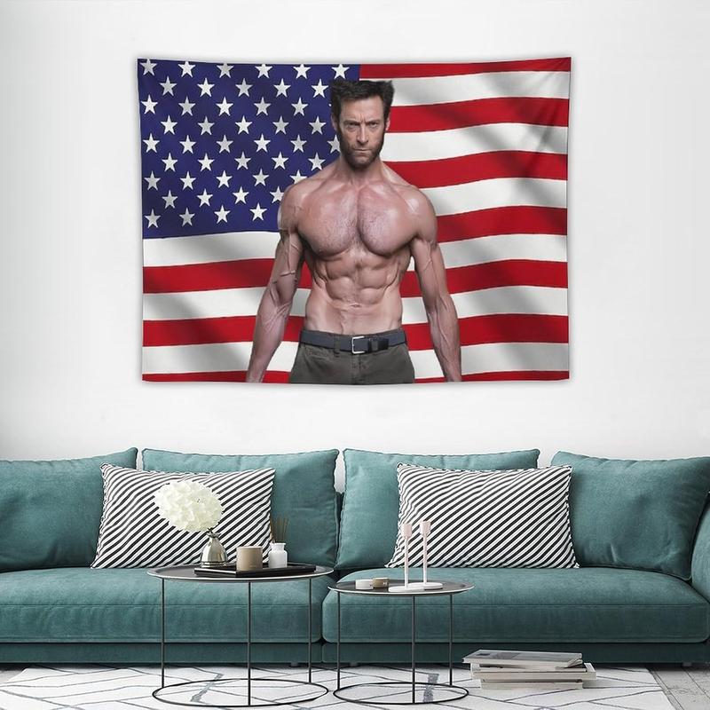 Art Tapestry Hugh American Jackman Flag Tapestry Flag Poster Blanket for College Dorm Cave Bedroom Living Room Office Party Decor Merch Fan Gift