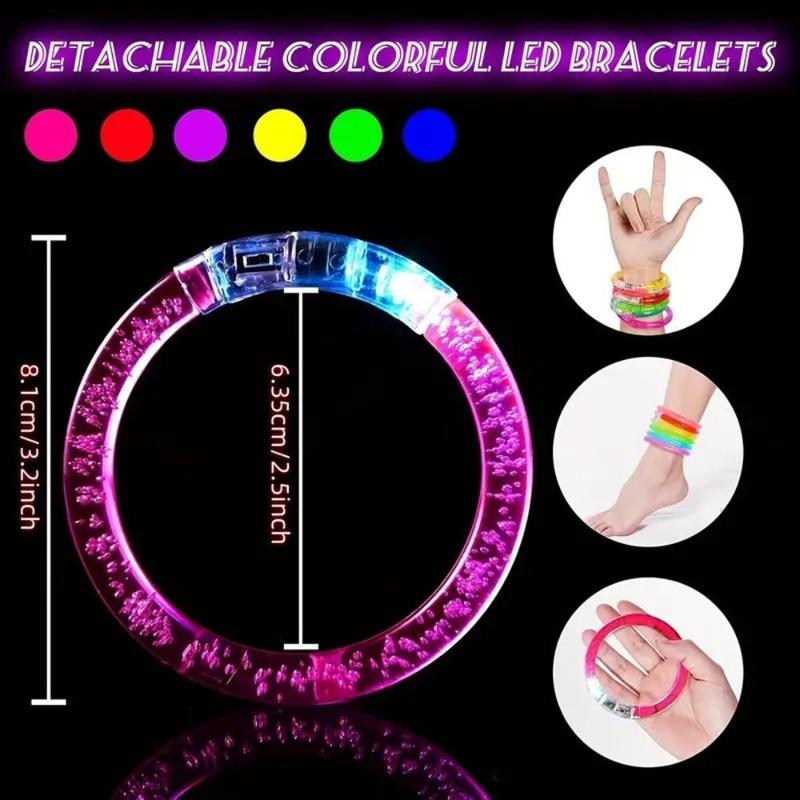 Random Color LED Light Up Bracelet, 18pcs set Glow in the Dark Bracelet, Party Decoration Supplies for Wedding Birthday Festival, Party Gift for Friend