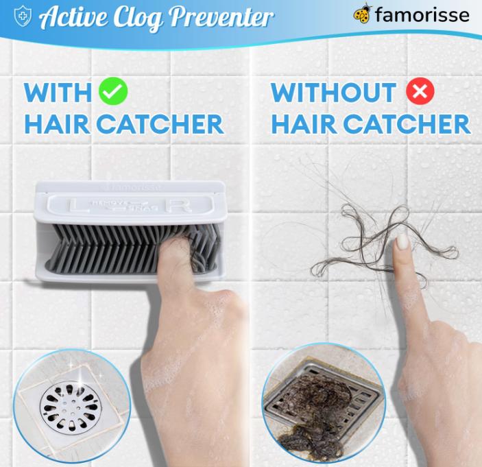 Large Shower Wall Hair Catcher, White Drain Hair Catcher with Silicone Bristle, Hair Trapper, Shower Drain Collector, Hair Grabber, Hair Tub Porcupine, Hair Drain Catcher, Bathtub Protector