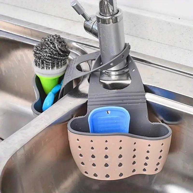 Kitchen Sink Holder Hanging Drain Basket, Adjustable Sink Soap Sponge Holder, Kitchen Hanging Drain Basket, Kitchen Organizer Supplies