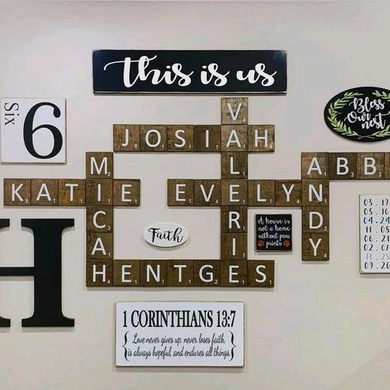 Family Names Scrabble Crossword Wall Tiles Wall Decor