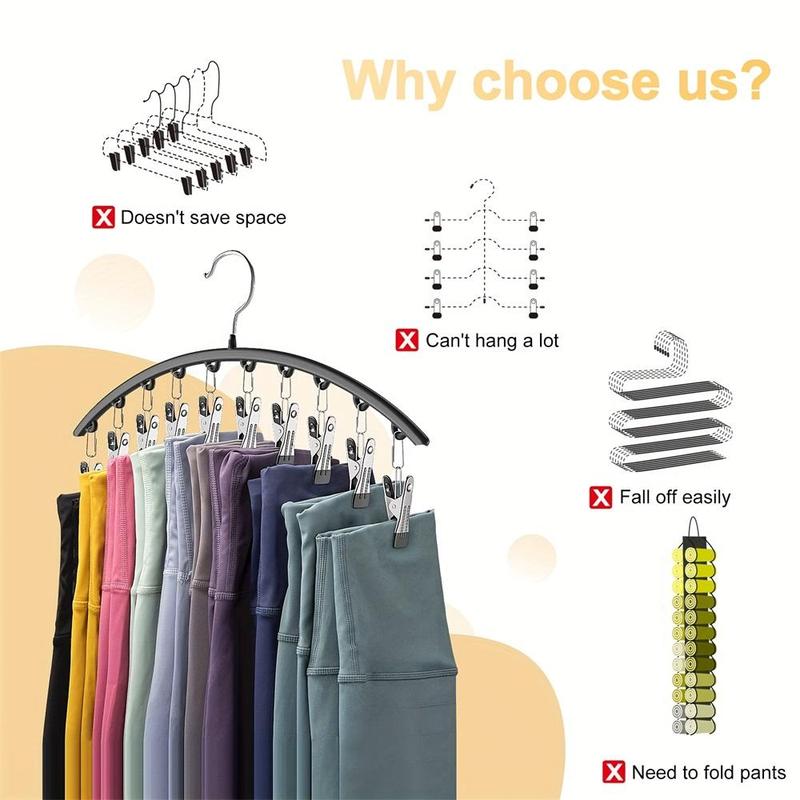 Space Saving Clothes & Pants Hanger, 2 Counts Multi-functional Windproof Drying Hanger with Clip, Hanging Storage Closet Organizer for Hat & Jeans & Scarves