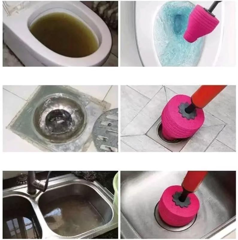 Toilet CloggedUnclogging[stainless steel ]Drain Plunger Dredge Clog BathToilets Bathroom Rubber Cleaner Pump  Device Pipe Plunger HighPressure