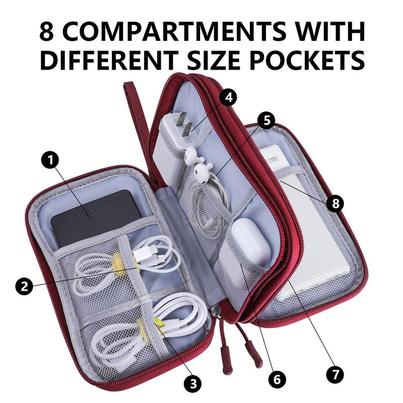 Portable Multi-layer Cable Storage Bag, Summer Waterproof Cable Zipper Storage Bag, Storage Organizer, Cable Earphones Charger Storage Bag for Travel Camping Summer Vacation, Summer Gift