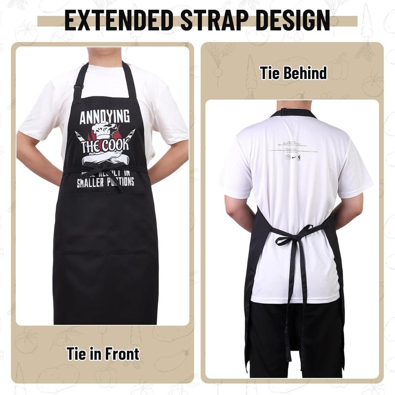 Funny Cooking Aprons for Men, ANNOYING THE COOK WILL RESULT IN SMALLER PORTIONS, Aprons for Cooking Kitchen Grilling Aprons with Two Pockets, Chef Apron Gift Grill Apron Adjustable