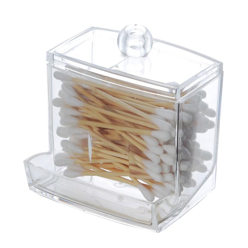 Q-tip Holder, 1 Count Clear Q-tip Dispenser, Q-tip Storage Box, Bathroom Apothecary Jar With Lid