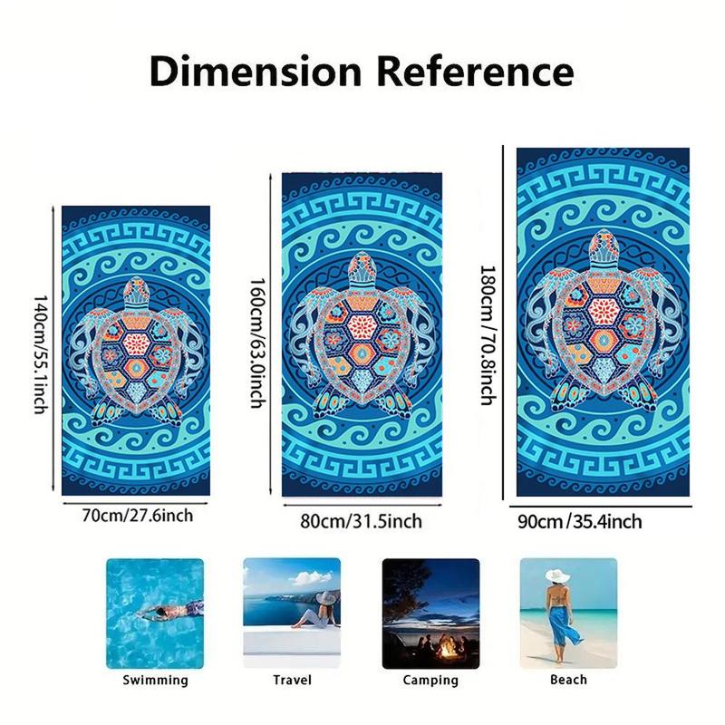 Sea Turtle Print Beach Towel, 1 Count Lightweight Soft Bath Towel, Travel Towel for Men & Women, Beach Towel, Swimming Towel, Yoga Studio Towel