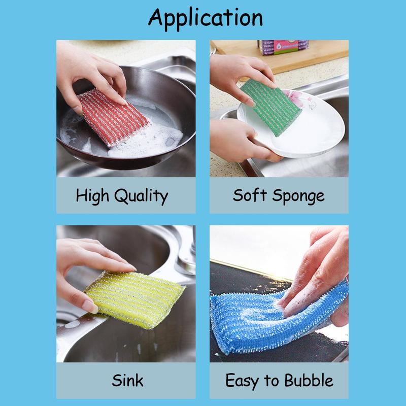 Random Color Double-sided Cleaning Sponge, Household Kitchen Non Scratch Scouring Sponge, Wash Sponge for Pot Pan Dish