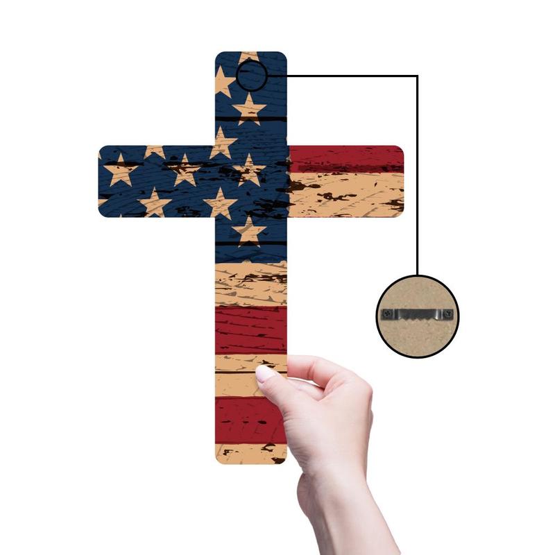 Wooden American Flag Jesus Cross, 1 Count Creative Wall Mounted Cross, Wall Art Decor for Home Church Farmhouse, Home Decor, Room Decor