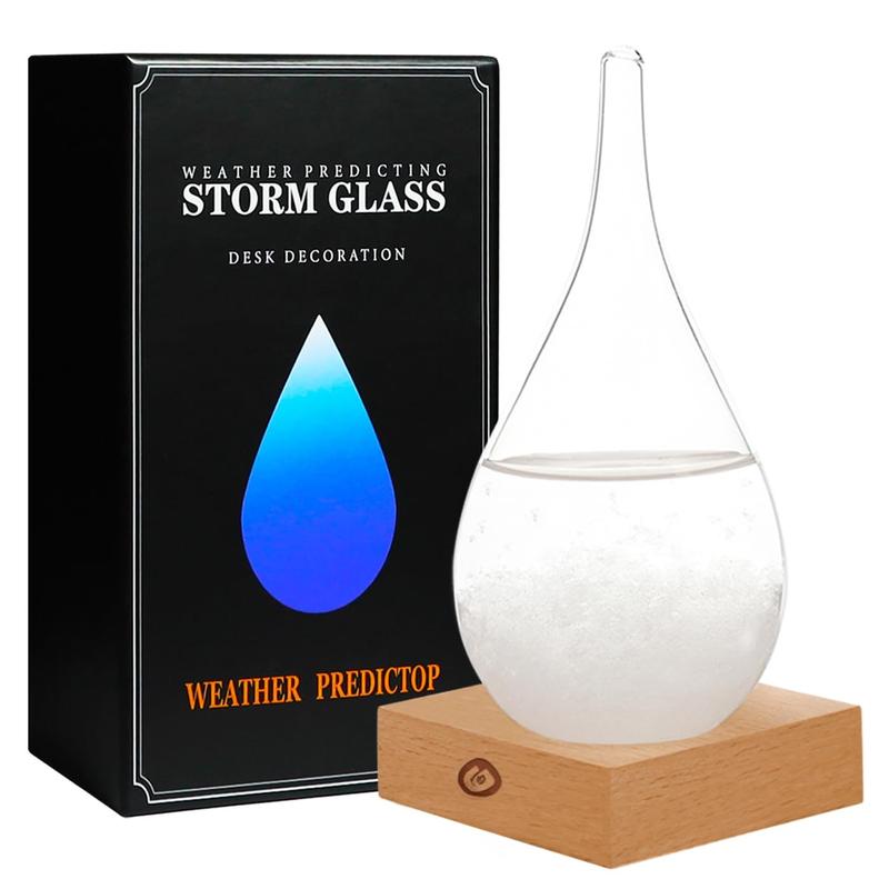 Storm Glass Weather Forecast Bottle,Snow Globe Barometer Bottle, Water Drop Weather Forecast Bottle, Home and Office Decorative Glass Bottles,  Gifts for Her (S)