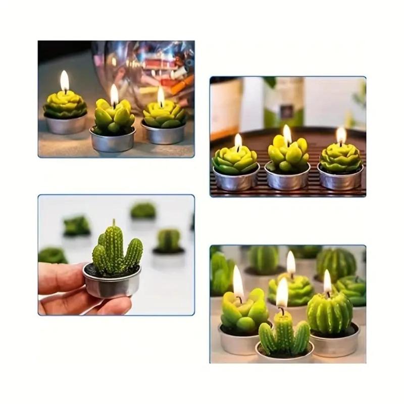 Cactus Design Candle, 12pcs set Unscented Cactus Shaped Candle, Decorative Candle for Home Party & Wedding, Home Decor Supplies