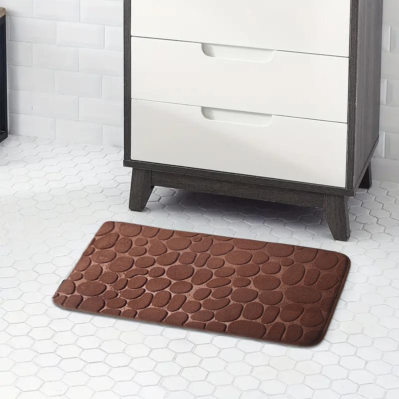 Cobblestone Pattern Bath Rug, 1 Count Non-slip Absorbent Floor Mat, Soft & Comfortable Carpet for Bathroom