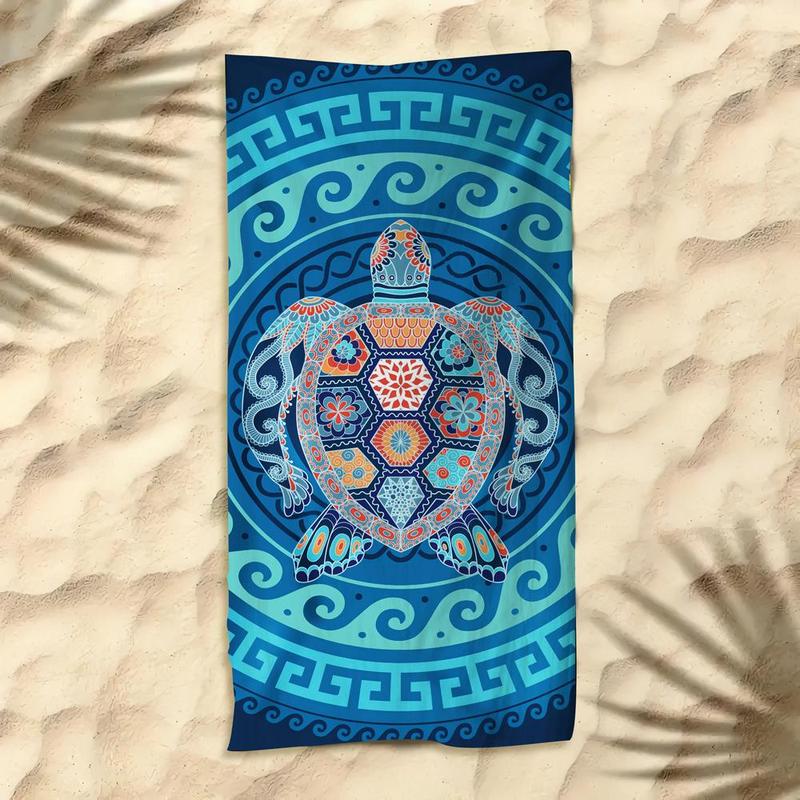 Sea Turtle Print Beach Towel, 1 Count Lightweight Soft Bath Towel, Travel Towel for Men & Women, Beach Towel, Swimming Towel, Yoga Studio Towel