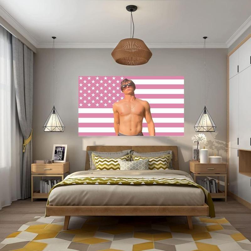 Funny Nicholas Chavez Pink USA Flag for Wall Hanging poster flag, 3x5 Ft Funny Flag Decorations for Fans Girl Wall Decor Room Banners Ornaments