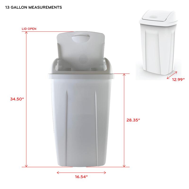 Large 13-Gallon Kitchen Trash Can – Black Plastic Design