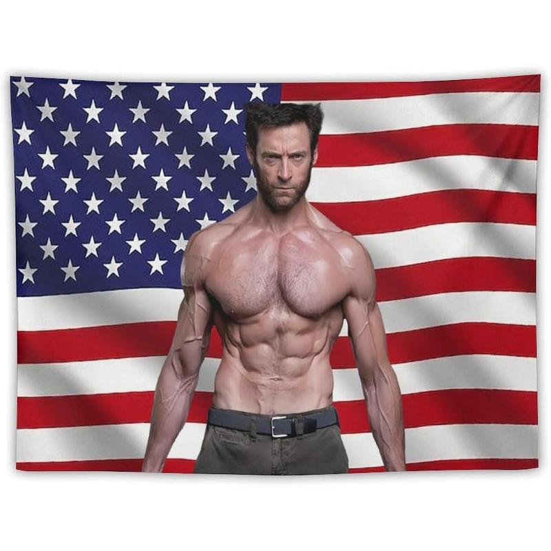 Art Tapestry Hugh American Jackman Flag Tapestry Flag Poster Blanket for College Dorm Cave Bedroom Living Room Office Party Decor Merch Fan Gift