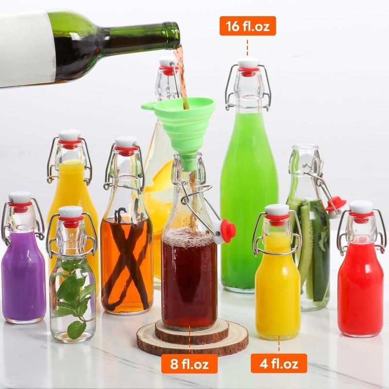 Swing Top Glass Bottles 4 oz 12Pack, Flip Top Glass Bottles with Airtight Flip Lids