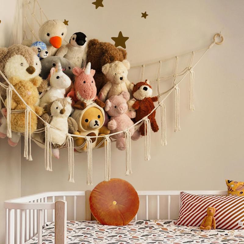 Stuffed Animal Storage Hammock or Net Corner - Large Toy Hammock Net for Stuffed Animals Room Decor - Cute Stuff Animal Organizer Holder for Plush