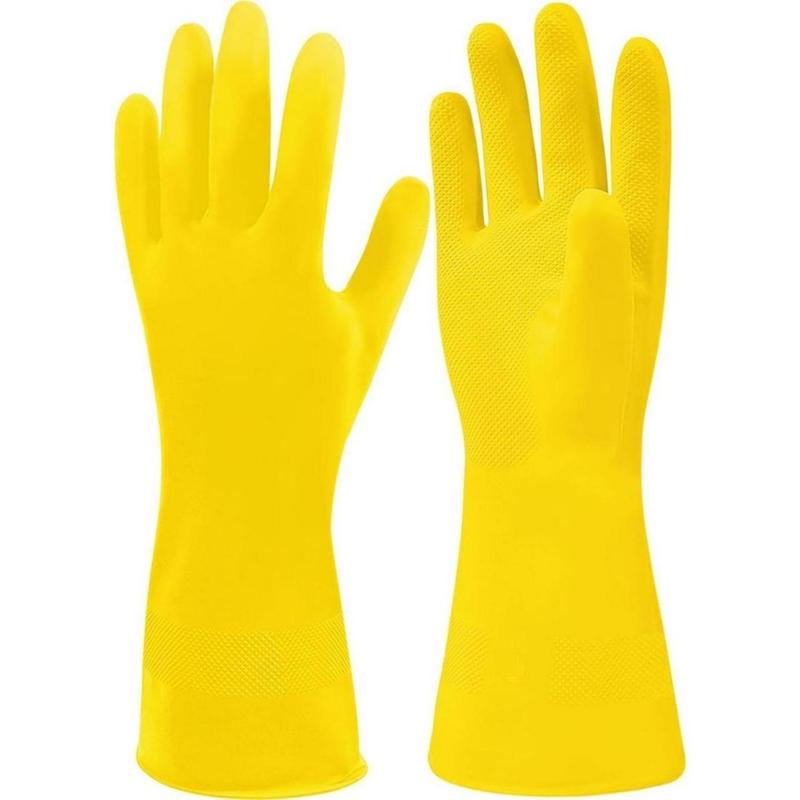 3 Pack Yellow Cleaning Gloves, Professional Natural Rubber Latex Gloves, 3 Pairs(Creative Life Pavilion)