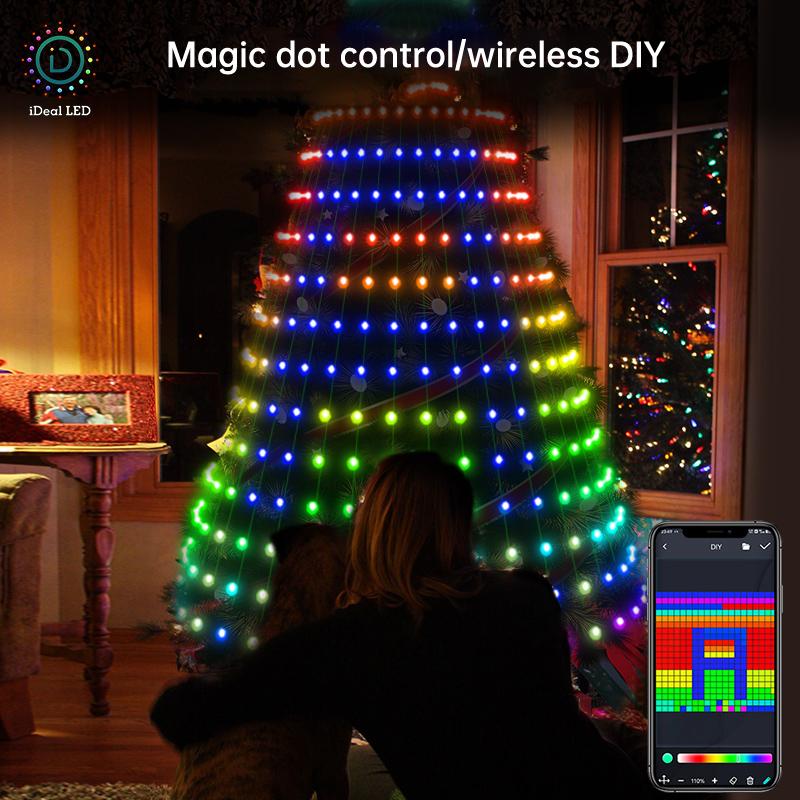 APP Smart Christmas Tree Lights - 400 LEDs with Remote & App Control - Music Sync Green Wire - Indoor Outdoor - Multicolor & Warm White - 6Ft Height