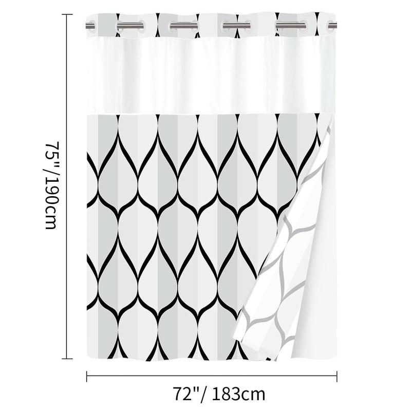 Geometric Waterdrop Pattern Shower Curtain, 1 Count Modern Waterproof Shower Curtain with Inner Lining, Bathroom Supplies for Home Hotel Dormitory