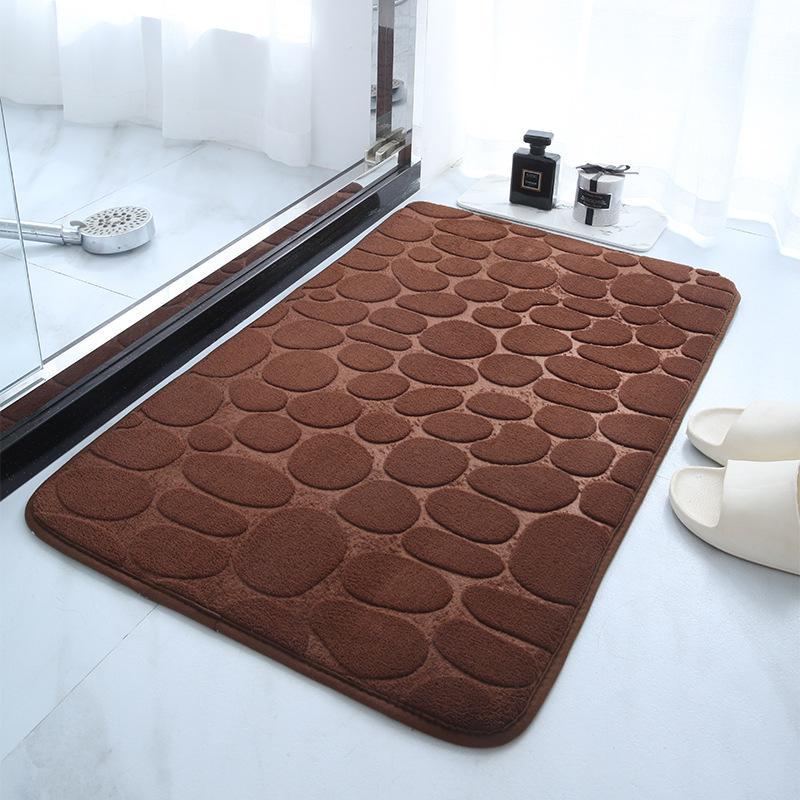 Cobblestone Pattern Bath Rug, 1 Count Non-slip Absorbent Floor Mat, Soft & Comfortable Carpet for Bathroom