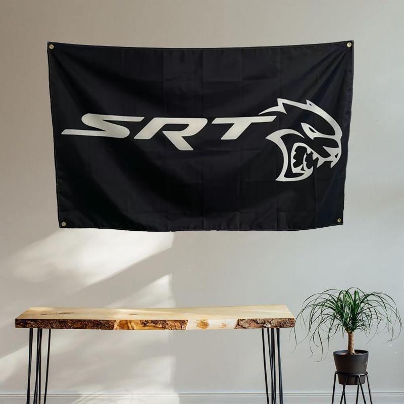 SRT Car Logo 3x5Ft Dodge Flag Racing Tapestry Perfect for Your Home Flagpole Tailgating Wall Banner Decoration