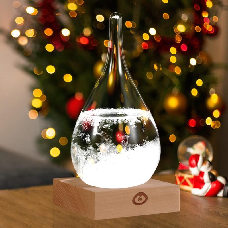 Storm Glass Weather Forecast Bottle,Snow Globe Barometer Bottle, Water Drop Weather Forecast Bottle, Home and Office Decorative Glass Bottles,  Gifts for Her (S)