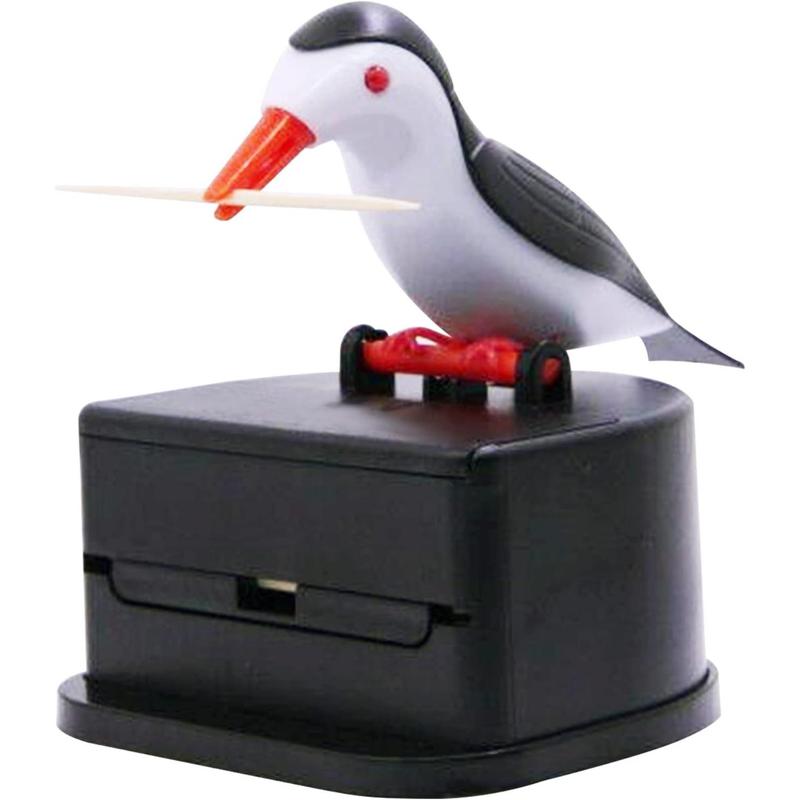 Little bird toothpick dispenser, creative push-type toothpick bird dispenser, toothpick holder. (black) Boxes Organiser