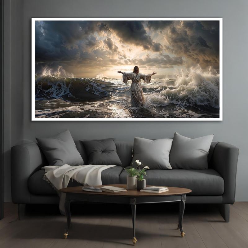 MOLDOVAPROJECT Jesus Walking On Water Poster No Frame, Home Decor, Ideal Religious Gift.