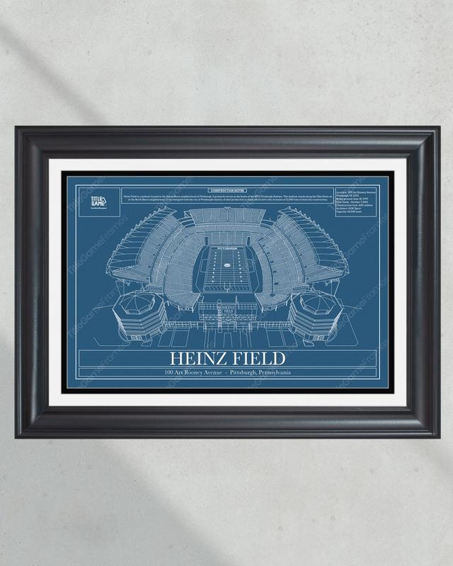 Steelers Heinz Field Stadium Blueprint Football Print