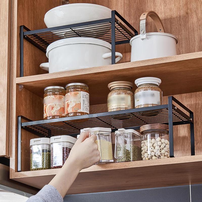 Kitchen Cabinet Shelf, 1 Count Household Table Top Storage Rack, Kitchen Accessories Storage Organizer, Room Organizer Storage Shelf for Kitchen, Summer Gift Ideas, Summer Essentials Kitchen Gadgets