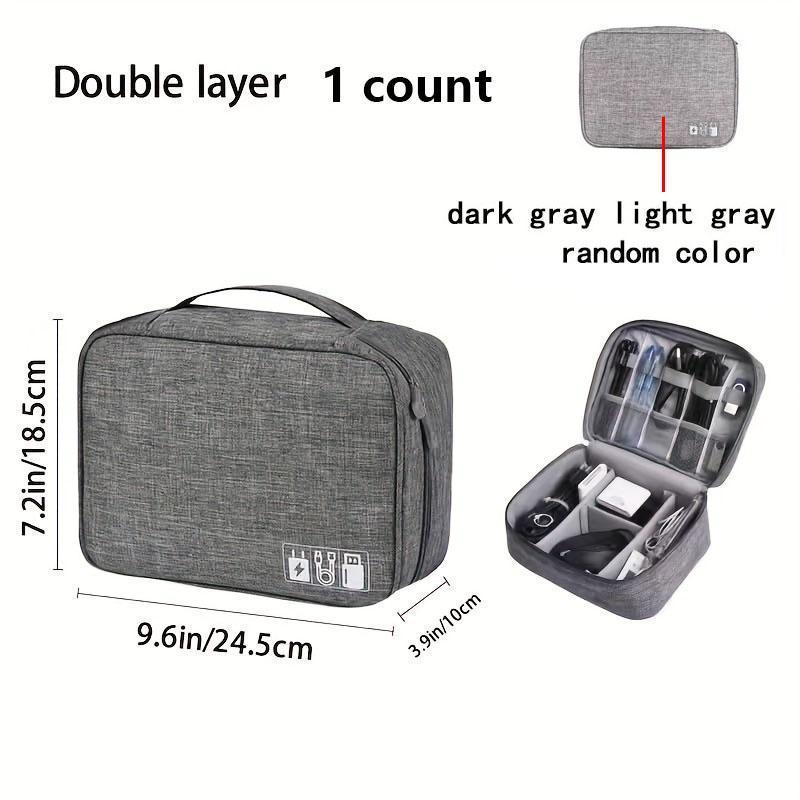 Random Color Multi-layer Electronic Accessories Storage Bag, 1 Count Portable Cable Organizer, Large Storage Bag for Office, Picnic, Gift