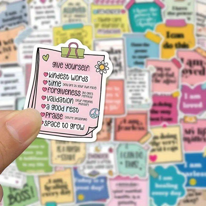 Inspirational Quote Sticker, 50pcs set Waterproof Self Adhesive Decal, Decor Sticker for Gift Greeting Card Water Bottle Laptop Phone