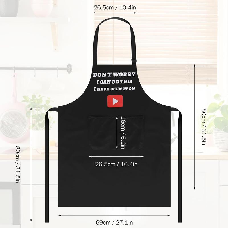 Funny Aprons for Men Black Apron Gift for Father, Husband, Chef Cooking Bib Apron for Kitchen Baking Gardening