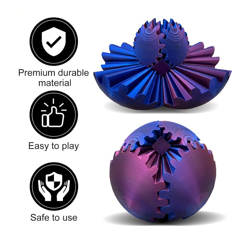 3D Gear Rotating Ball, 1 Count Creative Colorful Gradient Gear Desktop Statue, Office Model, Christmas Gift