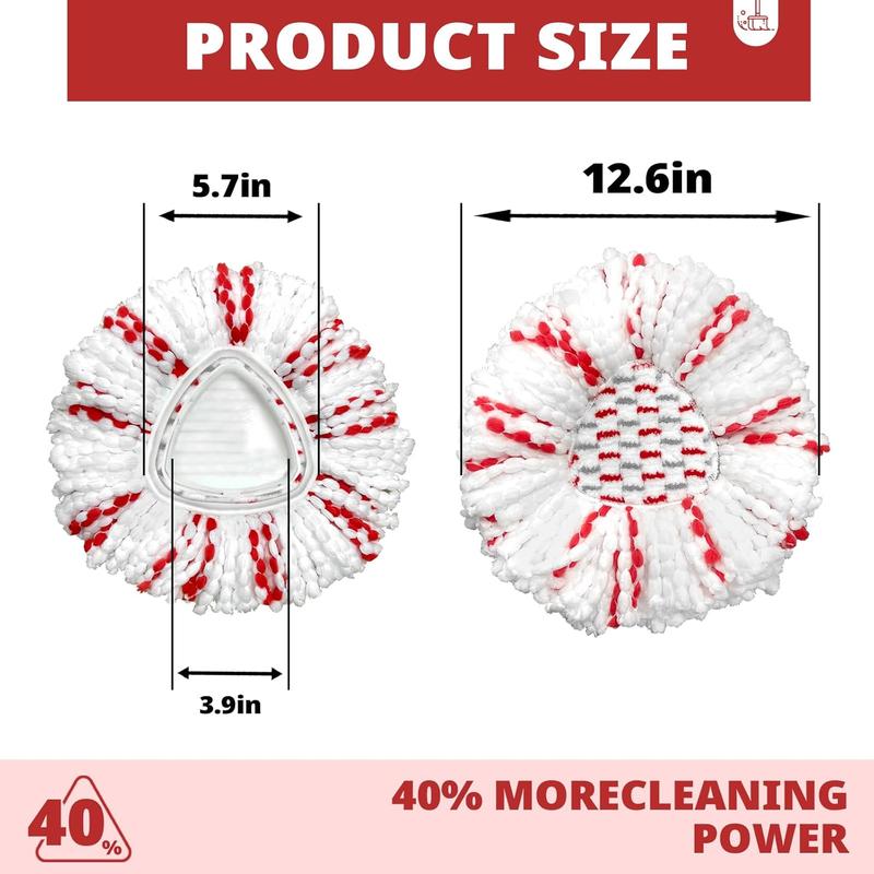 [40% More Efficient] 3 Pack Spin Mop Heads with Scrubbing Pad for O-Cedar EasyWring 1-Tank System Built-in Scrub Pads Mop Refills 2025 Upgrade