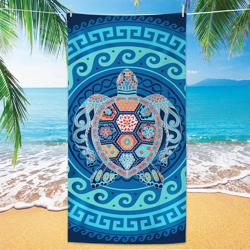 Sea Turtle Print Beach Towel, 1 Count Lightweight Soft Bath Towel, Travel Towel for Men & Women, Beach Towel, Swimming Towel, Yoga Studio Towel