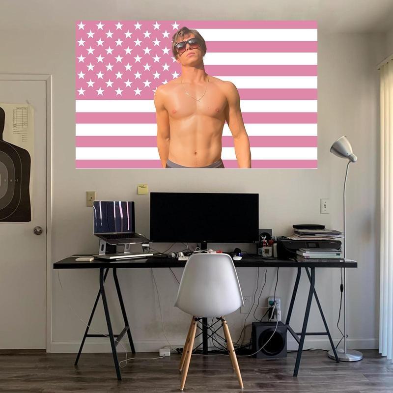 Funny Nicholas Chavez Pink USA Flag for Wall Hanging poster flag, 3x5 Ft Funny Flag Decorations for Fans Girl Wall Decor Room Banners Ornaments