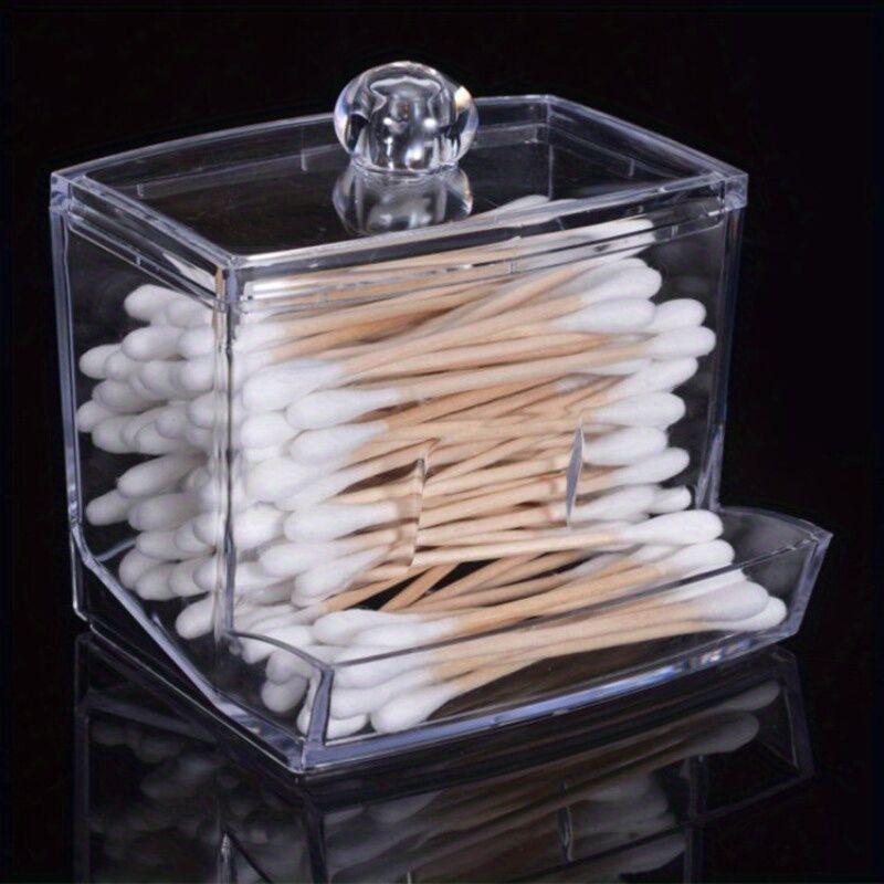 Q-tip Holder, 1 Count Clear Q-tip Dispenser, Q-tip Storage Box, Bathroom Apothecary Jar With Lid