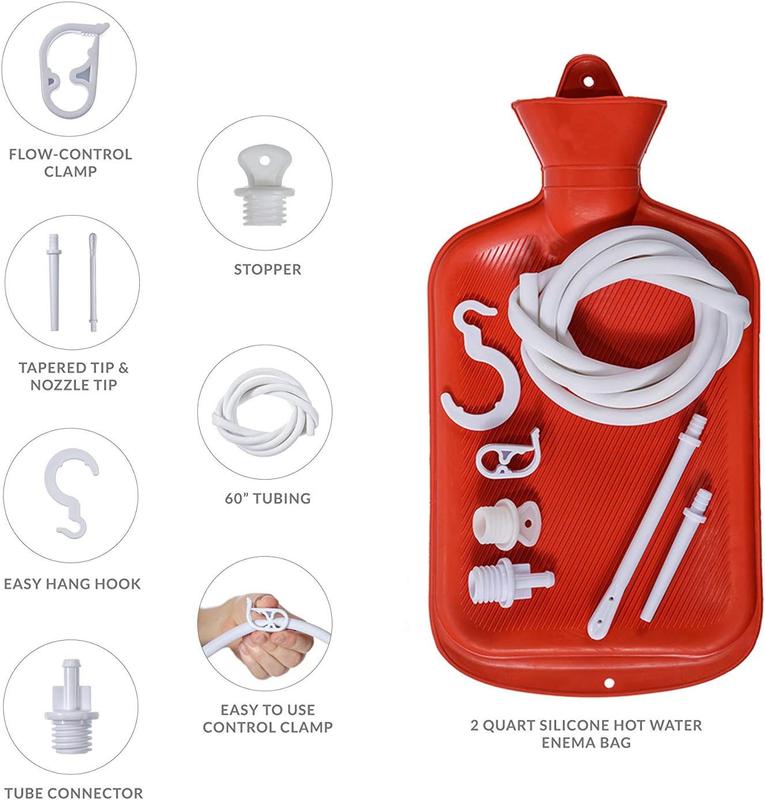 Rubber Douche    Bag, Hot Water Bottle Combination System Kit for Men and Women, Reusable Colonic Kit  for Coffee and Water Manual