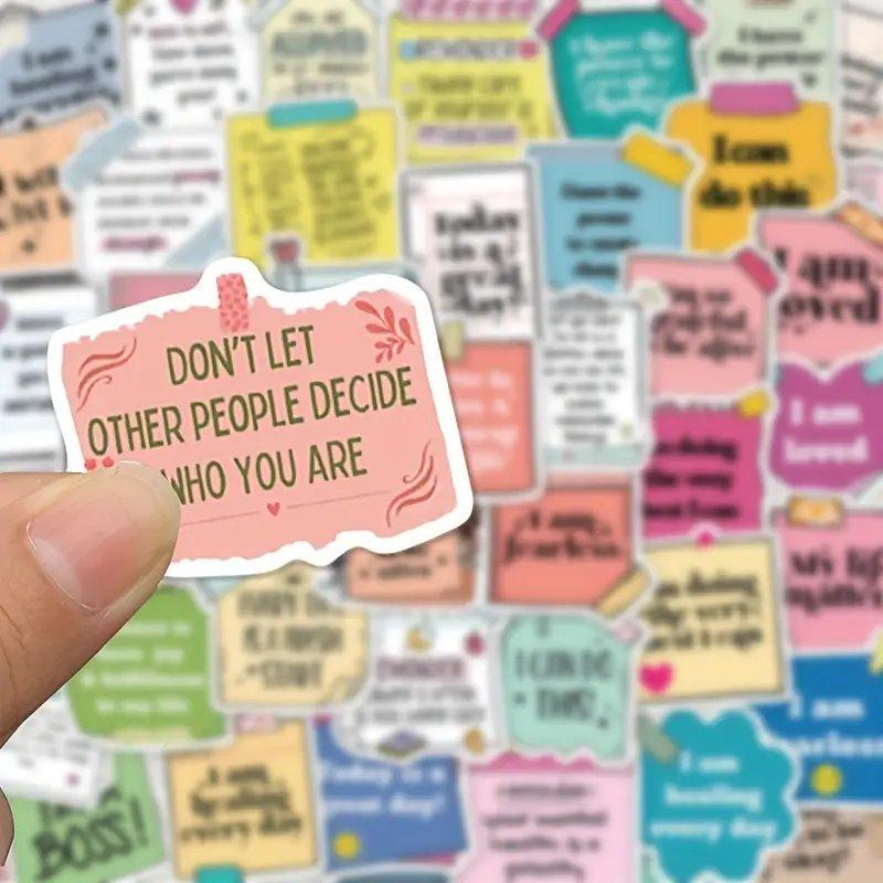 Inspirational Quote Sticker, 50pcs set Waterproof Self Adhesive Decal, Decor Sticker for Gift Greeting Card Water Bottle Laptop Phone